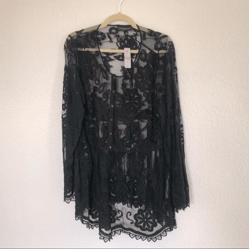 NWT Lane Bryant Black Lace Blouse